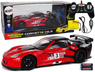 Radio-ohjattu urheiluauto Corvette C6.R 1:18 punainen hinta ja tiedot | Poikien lelut | hobbyhall.fi