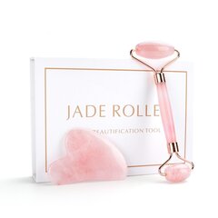 Kasvohierontalaite ja ruusukvartsi Guasha-kaavin laatikossa hinta ja tiedot | Jade Roller Kasvojenhoitotuotteet | hobbyhall.fi