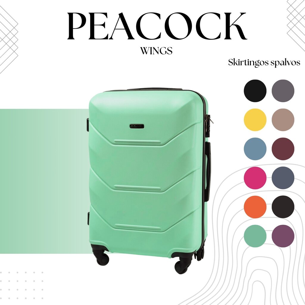 Iso matkalaukku Wings Peacock L, vaaleanvihreä hinta ja tiedot | Matkalaukut ja -kassit | hobbyhall.fi