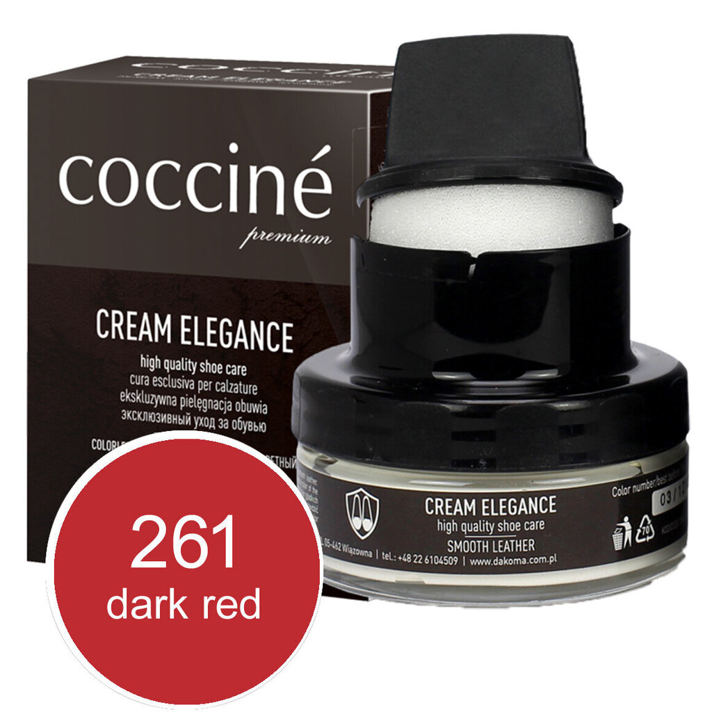 Coccine Cream Elegance - nahkavoide (dark red) 50ml hinta ja tiedot | Vaatteiden ja jalkineiden hoito | hobbyhall.fi