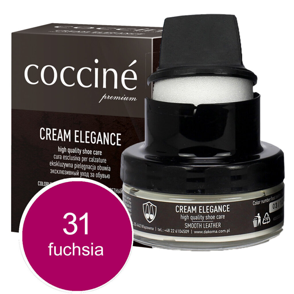 Coccine Cream Elegance - nahkavoide (fuchsia) 50ml hinta ja tiedot | Vaatteiden ja jalkineiden hoito | hobbyhall.fi