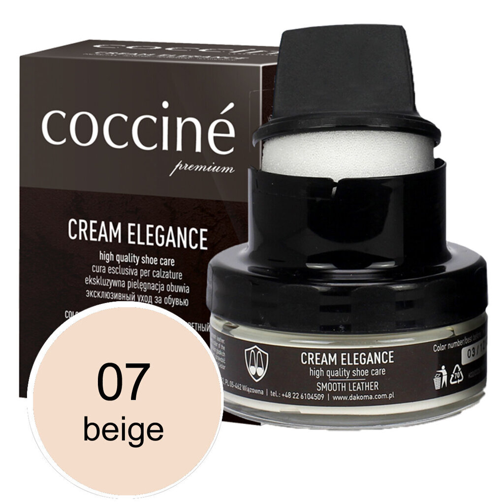 Coccine Cream Elegance - nahkavoide (beige) 50ml hinta ja tiedot | Vaatteiden ja jalkineiden hoito | hobbyhall.fi