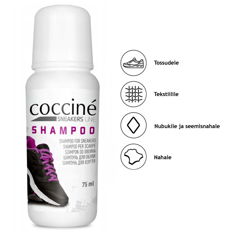 Coccine shampoo — kenkäshampoo, 75 ml hinta ja tiedot | Vaatteiden ja jalkineiden hoito | hobbyhall.fi