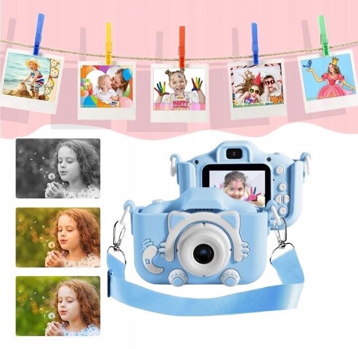 Digikamera lapsille Asato 001T, sininen + Kingston SDCS/32GB 32GB SDHC muistikortti hinta ja tiedot | Kehittävät lelut | hobbyhall.fi