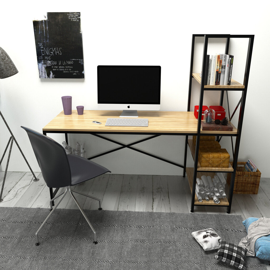Työpöytä Kalune Design Centile, tammi/musta hinta ja tiedot | Tietokonepöydät ja työpöydät | hobbyhall.fi