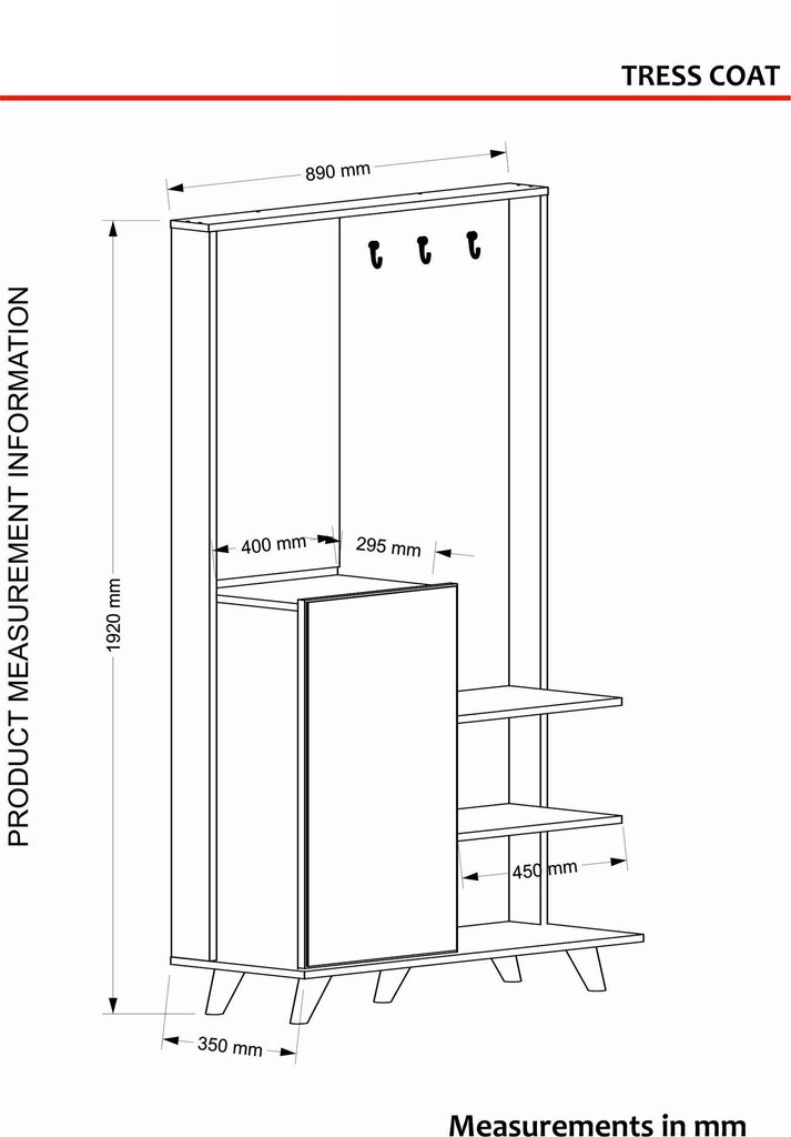 Eteisen kalustesarja Kalune Design Tress hinta ja tiedot | Eteisen kalusteryhmät | hobbyhall.fi