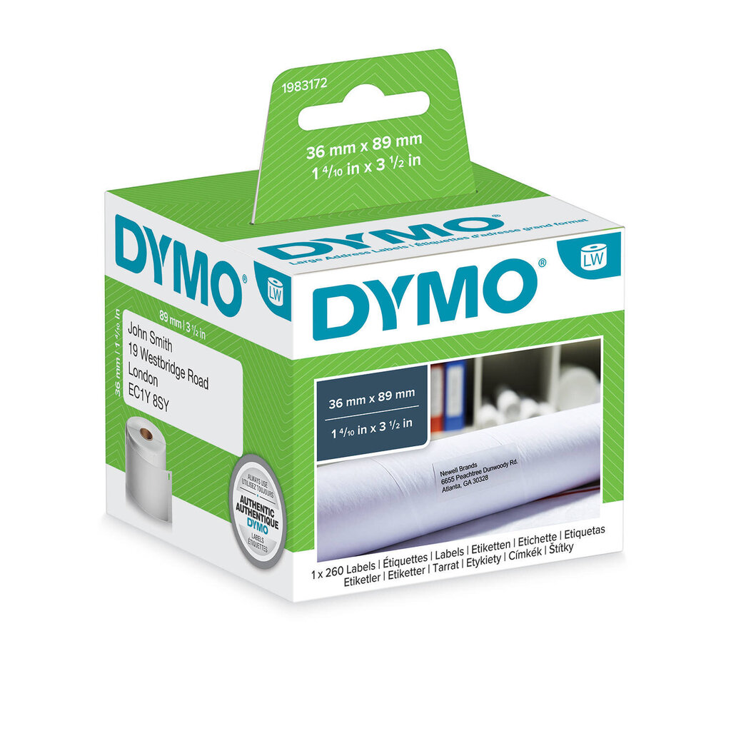 DYMO suuret osoitetarrat - 89 x 36 hinta ja tiedot | Toimistotarvikkeet | hobbyhall.fi