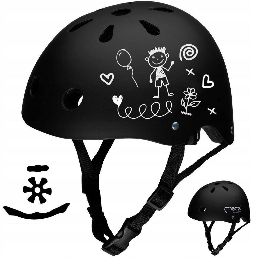 Kids Black Helmet, MoMI Bike Scooter, 47-58 hinta ja tiedot | Kypärät | hobbyhall.fi
