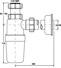 Altaan sifoni ilman päätä McAlpine MCHC2J32, 32 mm hinta ja tiedot | Vesilukot | hobbyhall.fi