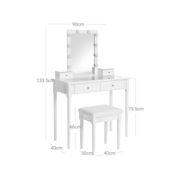 Peilipöytä valkoinen hinta ja tiedot | Peilipöydät | hobbyhall.fi