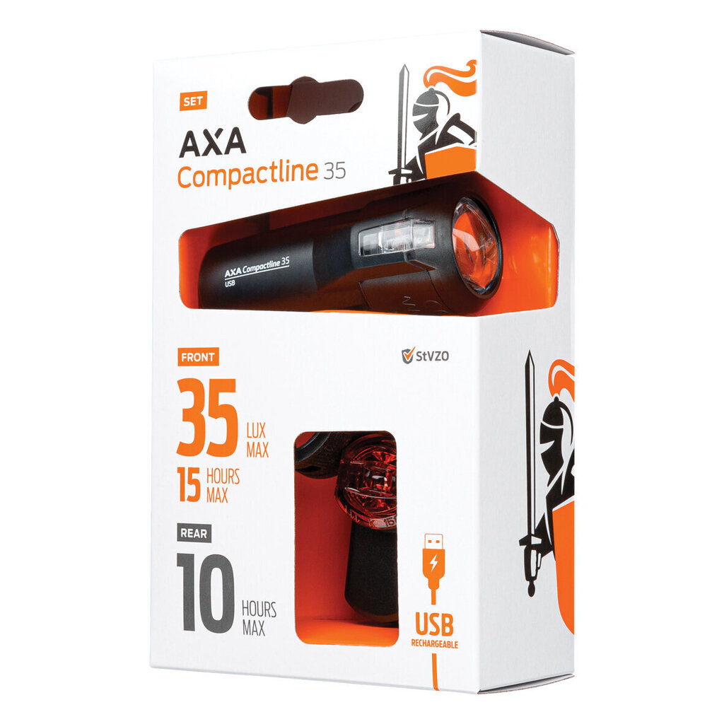 Polkupyörän ajovalosarja AXA Compact Line Battery 35 Set hinta ja tiedot | Polkupyörän valot ja heijastimet | hobbyhall.fi