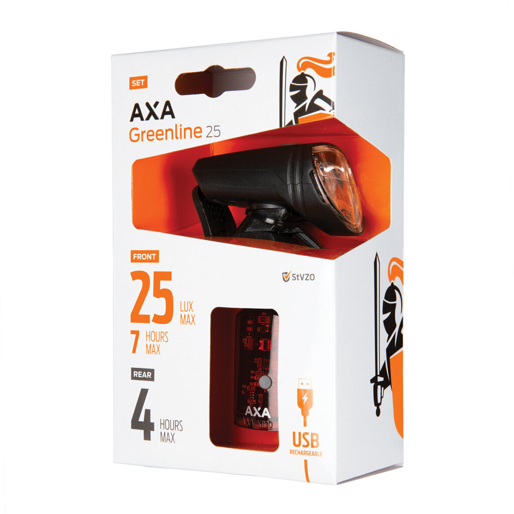 Valosarja AXA GREENLINE25/SET/25LUX-1LED/USB/ON-OFF/CB hinta ja tiedot | Polkupyörän valot ja heijastimet | hobbyhall.fi