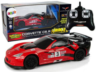 Kauko-ohjattava urheiluauto Corvette C6.R, 2,4 G, 1:24, punainen hinta ja tiedot | Poikien lelut | hobbyhall.fi