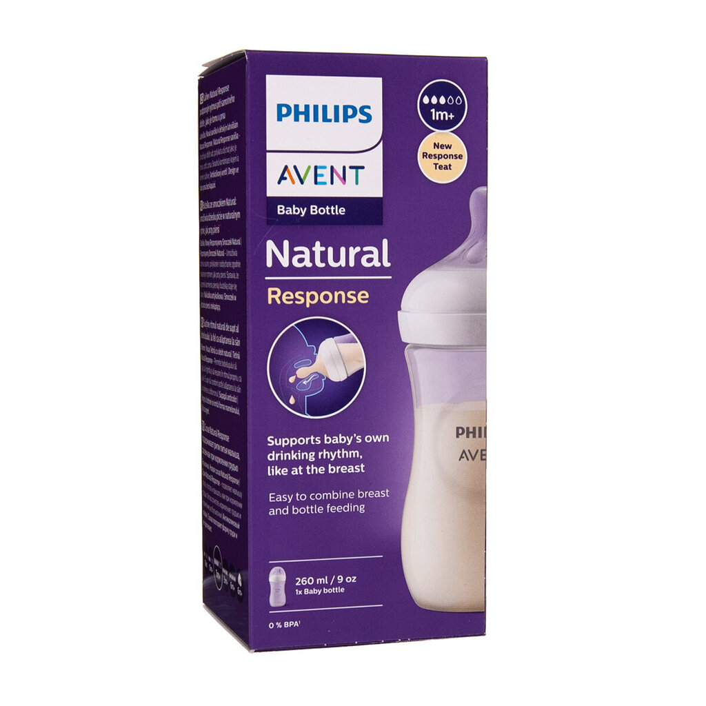 Philips Avent Natural SCY903/01 tuttipullo, 1+ kuukautta, 260 ml hinta ja tiedot | Tuttipullot ja tarvikkeet | hobbyhall.fi