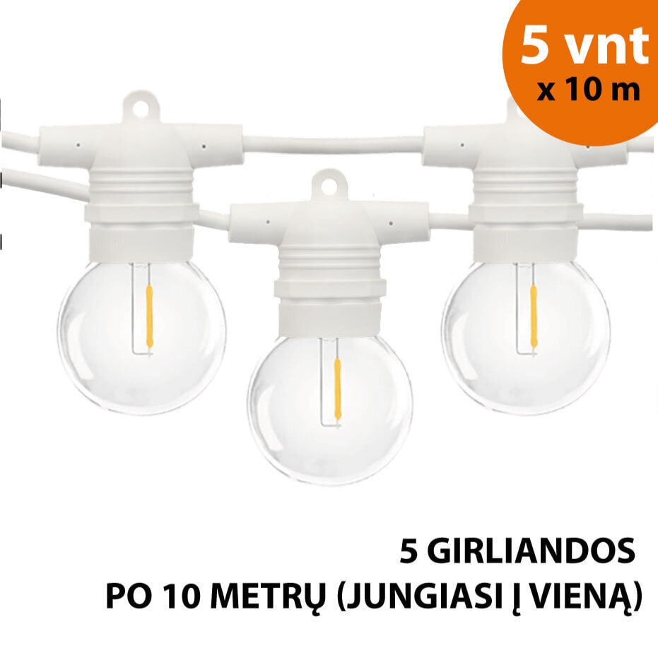 Lauko girlianda (LED lemputės) 50 m Glow balta hinta ja tiedot | Jouluvalot | hobbyhall.fi