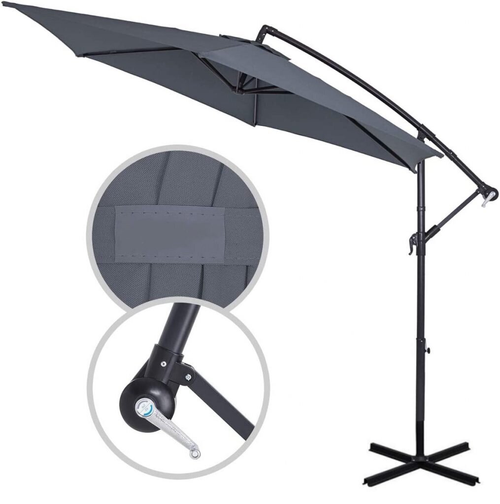 Aurinkovarjo jalustalla ja suojapussilla Zeltpro Select, harmaa hinta ja tiedot | Aurinkovarjot ja markiisit | hobbyhall.fi