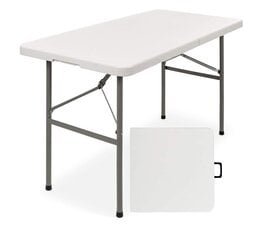 Taitettava pöytä, 122x61 cm, valkoinen hinta ja tiedot | Puutarhapöydät | hobbyhall.fi