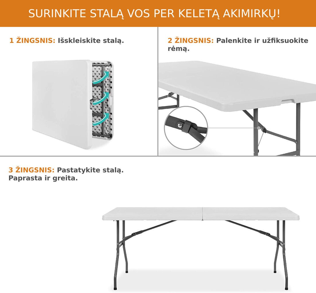 Taittopöytä 122x61 cm, valkoinen hinta ja tiedot | Puutarhapöydät | hobbyhall.fi