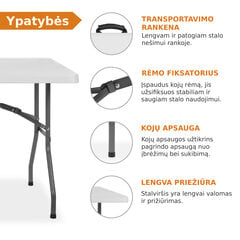 Taitettava pöytä, 122x61 cm, valkoinen hinta ja tiedot | Puutarhapöydät | hobbyhall.fi