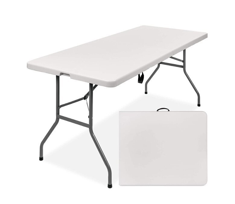 Taitettava pöytä, 152x71 cm, valkoinen hinta ja tiedot | Puutarhapöydät | hobbyhall.fi