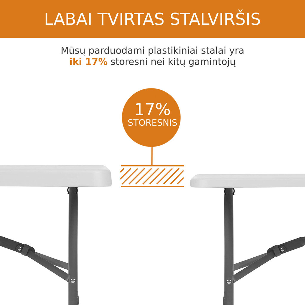 Taitettava pöytä, 152x71 cm, valkoinen hinta ja tiedot | Puutarhapöydät | hobbyhall.fi