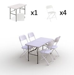 Ulkokalustesetti: pöytä 120 valkoinen, 4 tuolit Europa, valkoinen hinta ja tiedot | Puutarhakalusteet | hobbyhall.fi