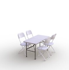 Sulankstomų baldų komplektas: Stalas 120 baltas, 4 kėdės Europa baltos hinta ja tiedot | Puutarhakalusteet | hobbyhall.fi