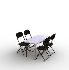 Sulankstomų baldų komplektas: Stalas 120 baltas, 4 kėdės Europa juodos hinta ja tiedot | Puutarhakalusteet | hobbyhall.fi
