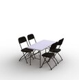 Ulkokalustesetti: pöytä 120 valkoinen, 4 tuolit Europa, musta