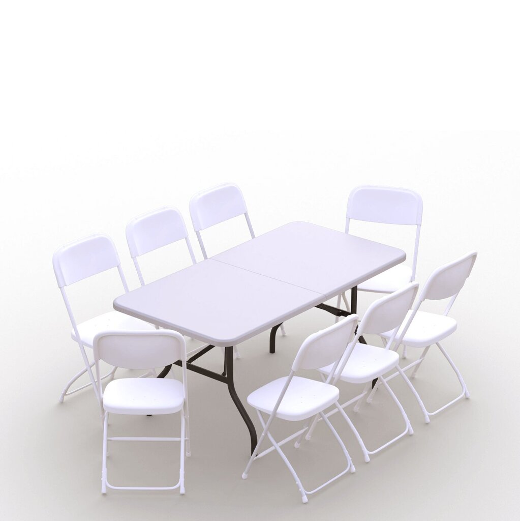Ulkokalustesetti: pöytä 150 valkoinen, 8 tuolit Europa, valkoinen hinta ja tiedot | Puutarhakalusteet | hobbyhall.fi