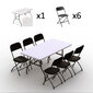 Ulkokalustesetti: pöytä 150 valkoinen, 6 tuolit Europa, musta/valkoinen hinta ja tiedot | Puutarhakalusteet | hobbyhall.fi