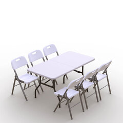Tonro Ulkokalustesetti: pöytä 150 valkoinen, 6 tuolit Premium, valkoinen hinta ja tiedot | Puutarhakalusteet | hobbyhall.fi