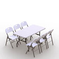 Tonro Ulkokalustesetti: pöytä 150 valkoinen, 6 tuolit Premium, valkoinen