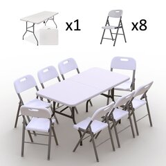 Tonro Ulkokalustesetti: pöytä 150 valkoinen, 8 tuolit Premium, valkoinen hinta ja tiedot | Puutarhakalusteet | hobbyhall.fi