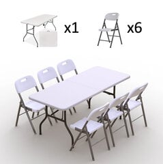 Ulkokalustesetti: pöytä 180 valkoinen, 6 tuolit Premium, valkoinen hinta ja tiedot | Puutarhakalusteet | hobbyhall.fi