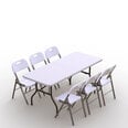 Ulkokalustesetti: pöytä 180 valkoinen, 6 tuolit Premium, valkoinen