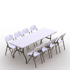 Ulkokalustesetti: pöytä 240 valkoinen, 8 tuolit Premium, valkoinen hinta ja tiedot | Puutarhakalusteet | hobbyhall.fi