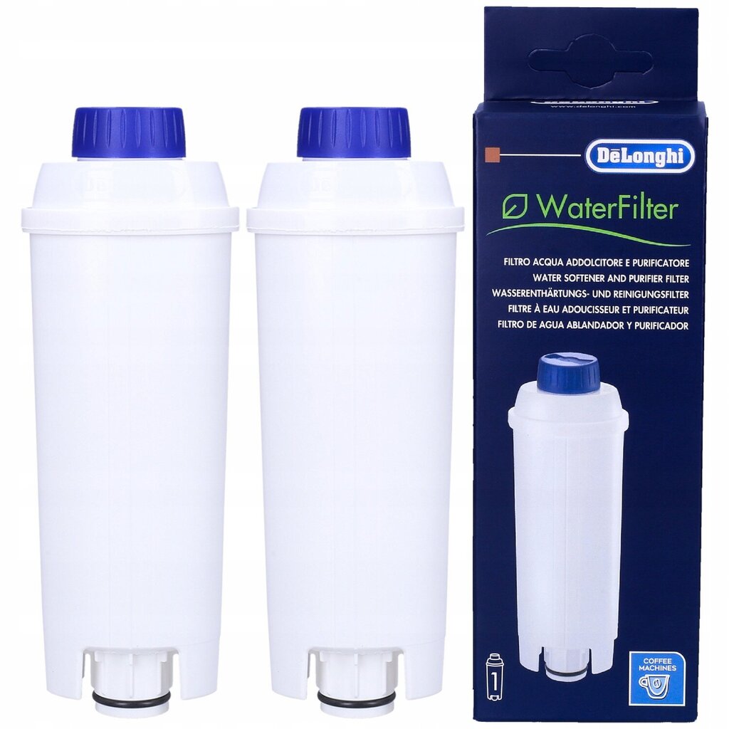 Vedensuodatin DeLonghi DLSC002 x 2kpl + Delonghi Ecodecalk 500ml. hinta ja tiedot | Kahvinkeittimen tarvikkeet | hobbyhall.fi