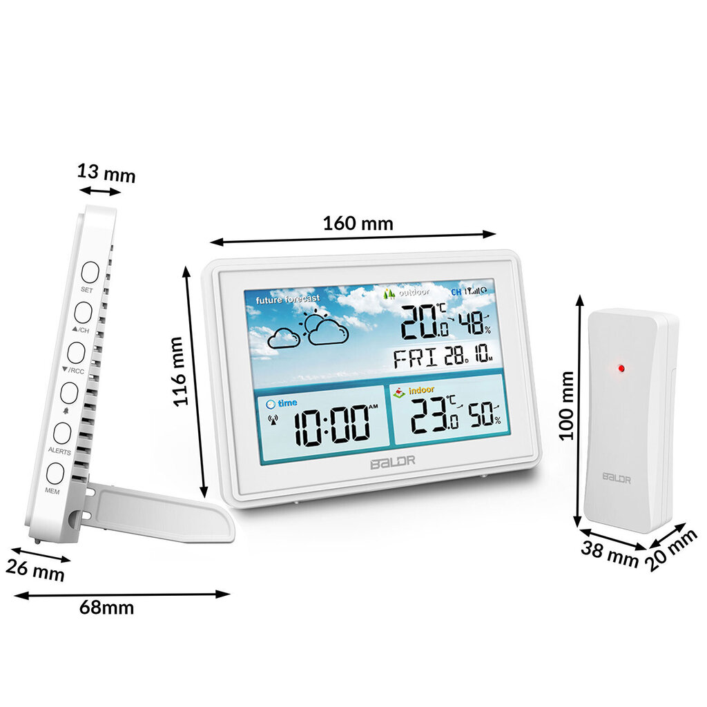 Sääasema näytöllä, valkoinen hinta ja tiedot | Sääasemat, lämpö- ja kosteusmittarit | hobbyhall.fi