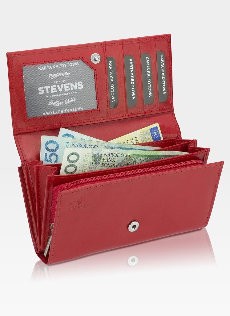 Naisten nahkalompakko Stevens Z02 / BR-210 RFID-suojauksella, punainen hinta ja tiedot | Naisten lompakot | hobbyhall.fi