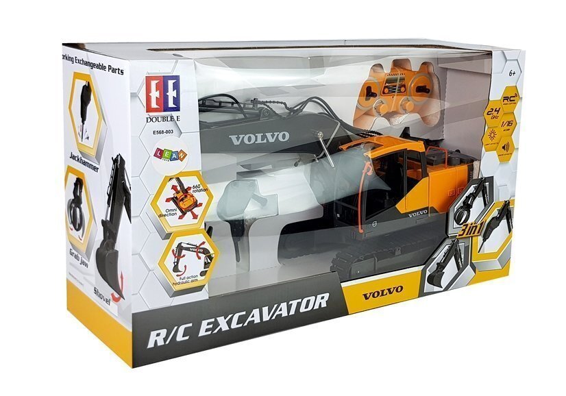 Volvo Large Excavator R/C Crawler 1:16 2.4G Double E hinta ja tiedot | Poikien lelut | hobbyhall.fi