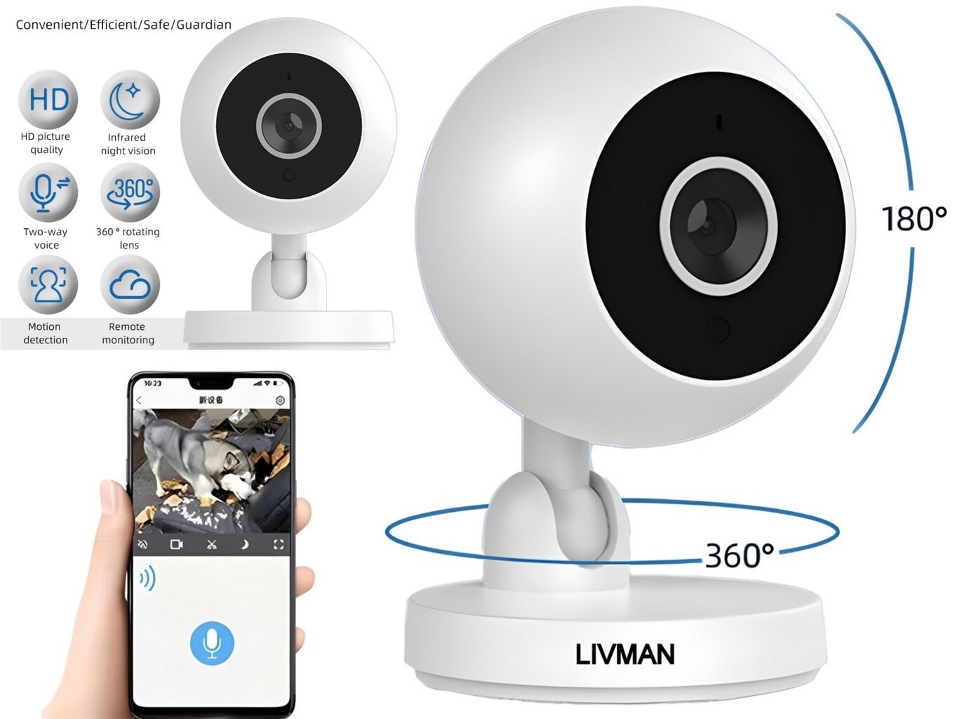 Langallinen minivalvontakamera WIFI Full HD Smart Camera hinta ja tiedot | Valvontakamerat | hobbyhall.fi