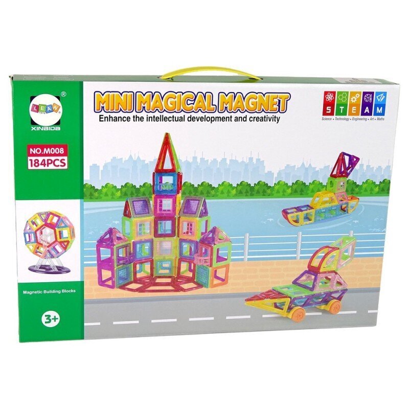 Lean Toys Mini magneettirakennuspalikat, 184 palaa hinta ja tiedot | LEGOT ja rakennuslelut | hobbyhall.fi