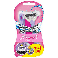 Kertakäyttöinen ladyshaver Wilkinson Sword Xtreme3 Beauty (4 kpl) - Kertakäyttöinen ladyshaver hinta ja tiedot | Parranajo ja karvanpoisto | hobbyhall.fi