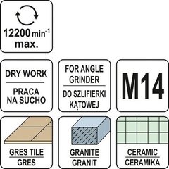 Timanttijyrsin d-20 mm Yato (YT-60444) hinta ja tiedot | Käsityökalut | hobbyhall.fi