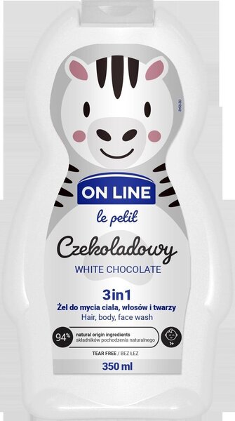 Lasten shampoo ja suihkugeeli 3in1 ”OnLine-White Chocolate”, 350 ml