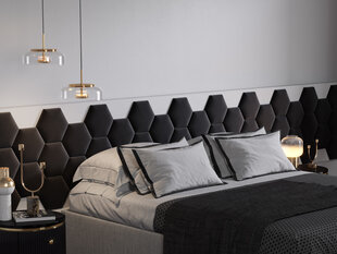 Cosmopolitan Design Lovon R4 -pehmeät seinäpaneelit, 3 kpl, musta hinta ja tiedot | Pehmeät seinäpaneelit | hobbyhall.fi