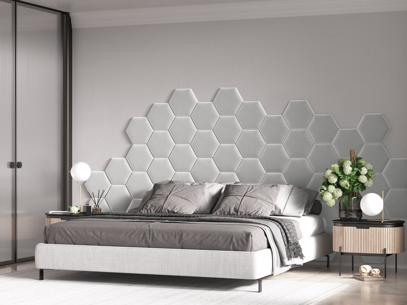 Cosmopolitan Design Lovon L2-pehmeät seinäpaneelit, 3 kpl, valkoinen hinta ja tiedot | Pehmeät seinäpaneelit | hobbyhall.fi
