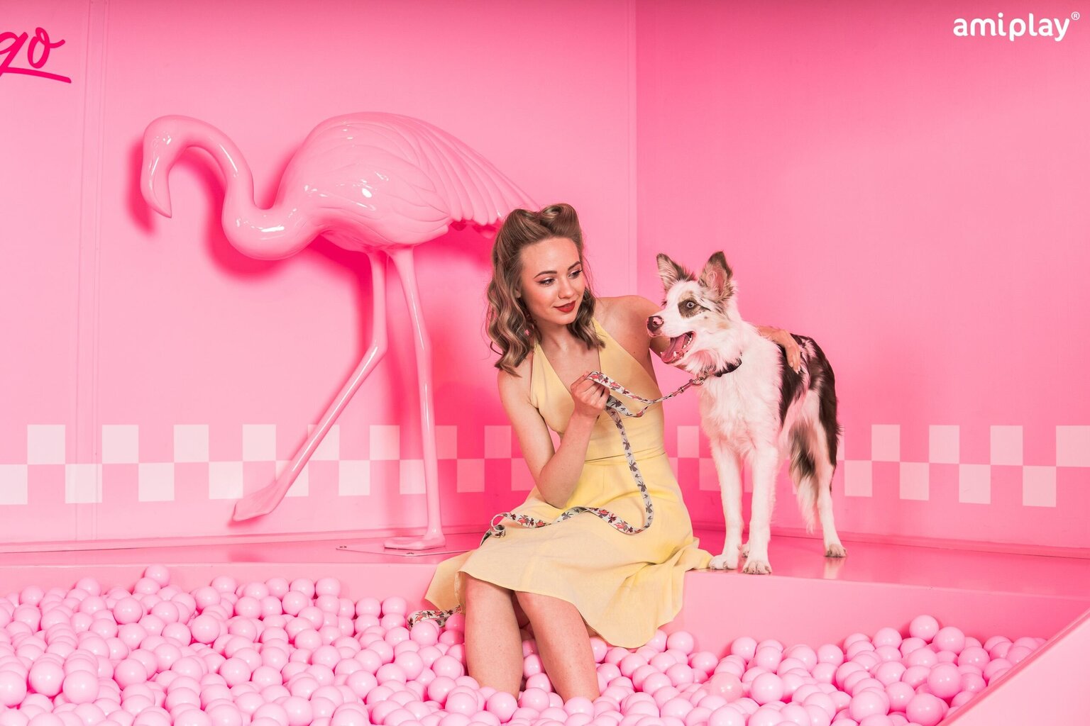 Amiplay talutushihna Be Happy Flamingo, XL hinta ja tiedot | Koiran talutushihnat | hobbyhall.fi