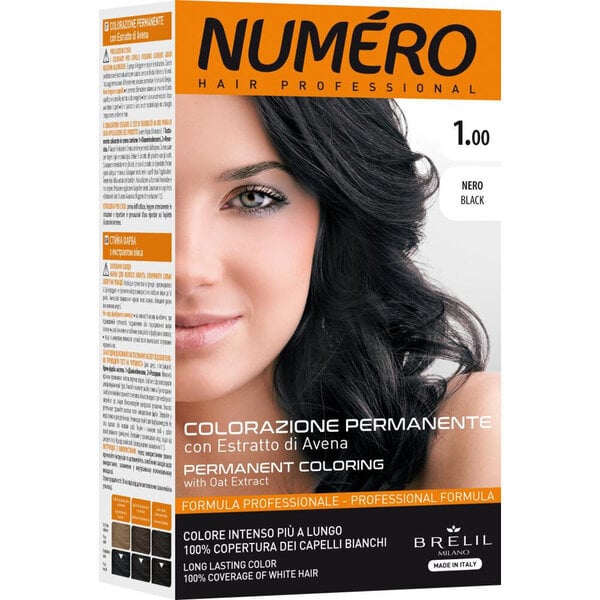 Ammattimainen hiusväri kaurauutteella Numero Pernament Coloring, 1 Nero Black, 140ml